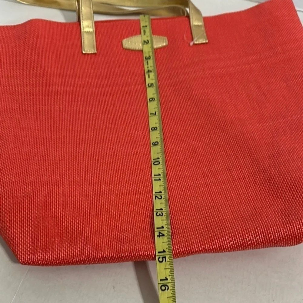 Tommy Bahama Shoulder Bag To Go Tote Gold Strap Inside Pocket & Lined- Orange